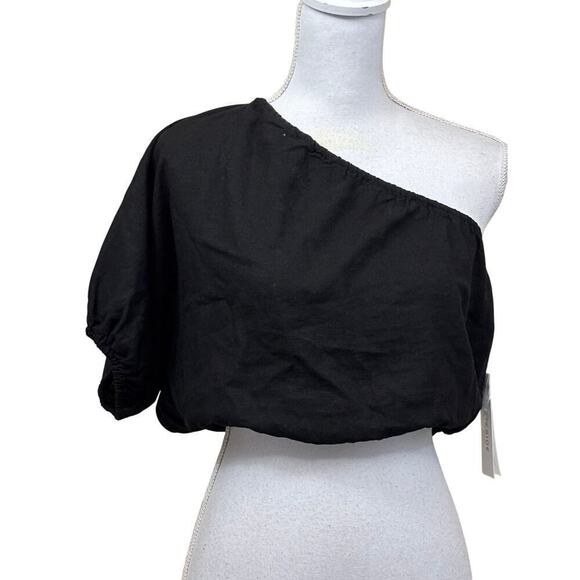 Stateside black linen one shoulder top, XS - Picture 1 of 6
